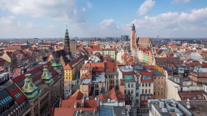 波兰弗罗茨瓦夫的空中城市景观