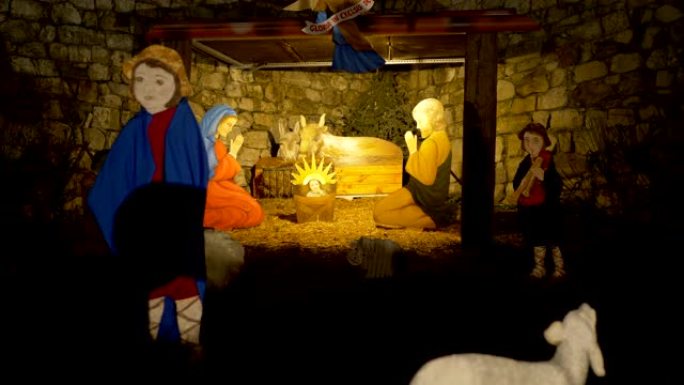耶稣诞生场景木制彩绘剪影