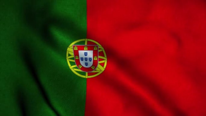 葡萄牙国旗在风中飘扬。葡萄牙国旗。葡萄牙无缝循环动画的标志。4K