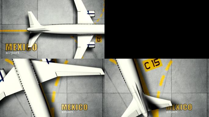 一架客机在墨西哥机场停机坪上滑行