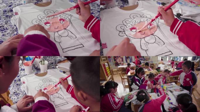 幼儿园孩子儿童画画欢乐童年