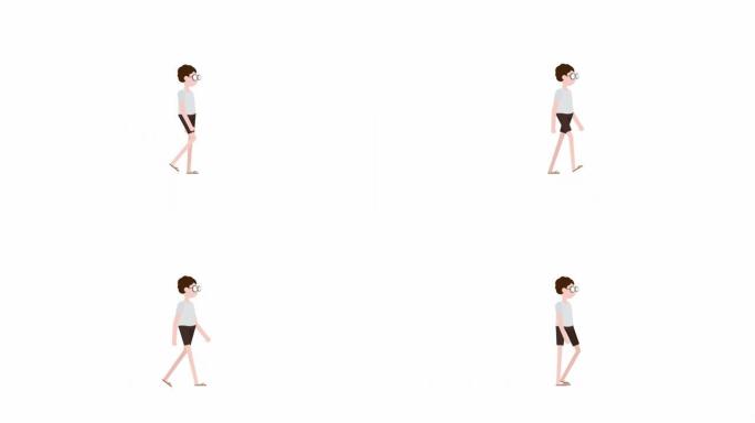 男性步行循环2D动画高清