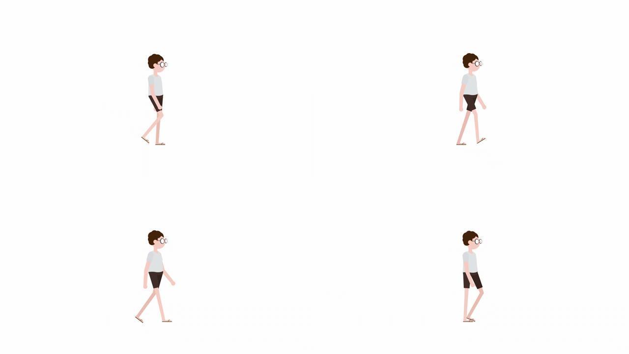 男性步行循环2D动画高清