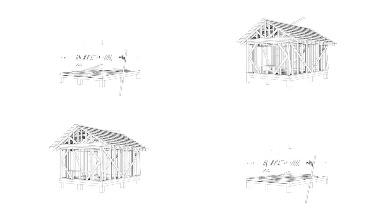 线框房屋的建造视频