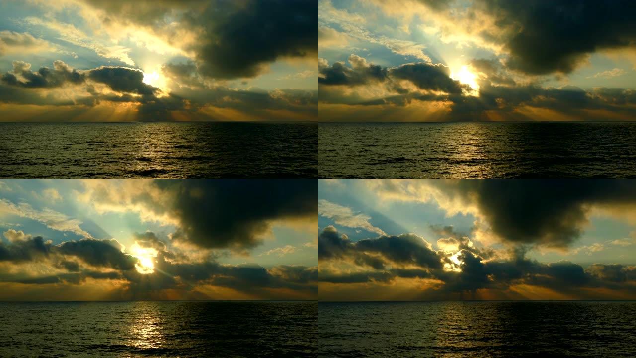 海上美丽的日落 (时间流逝)