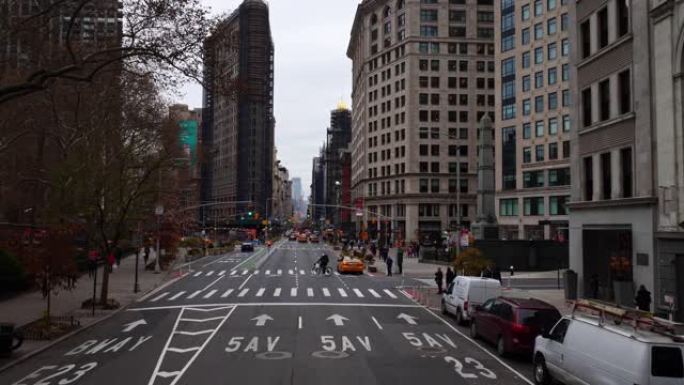 纽约市曼哈顿街景，平铁楼。4k慢动作