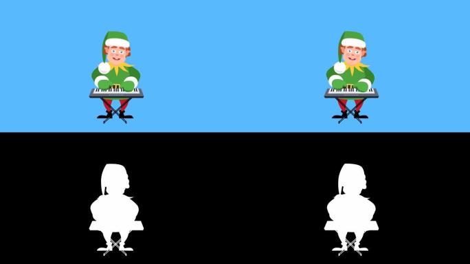 卡通小圣诞老人帮手平角色播放合成器动画。包括亮度哑光