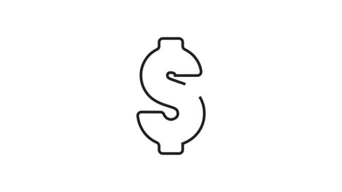 白色背景上的现代美元符号线图标动画