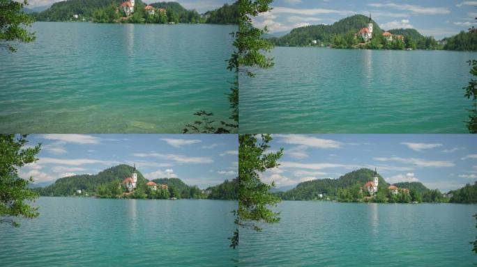斯洛文尼亚景观，岛上有布莱德湖和圣玛丽教堂