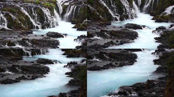 冰岛布鲁阿福斯瀑布。冰岛南部黄金圈美丽多彩的瀑布