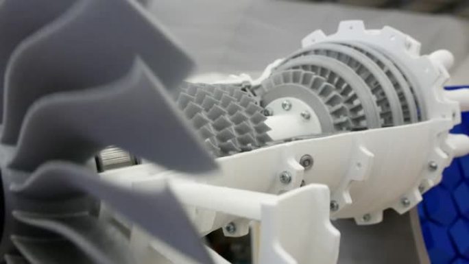 喷气发动机涡轮，3D塑料模型
