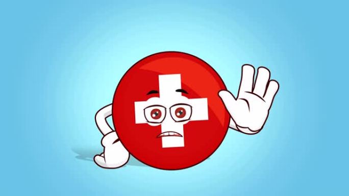 卡通图标标志瑞士面部动画停止手势与luma哑光
