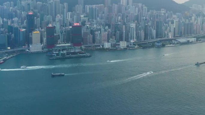 4k时间流逝: 香港日落时分维多利亚港的昼夜