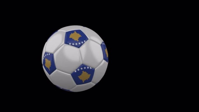 科索沃旗帜上飞行的足球透明背景，阿尔法频道