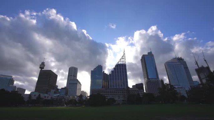在悉尼的sjy和日落中穿越云层的延时