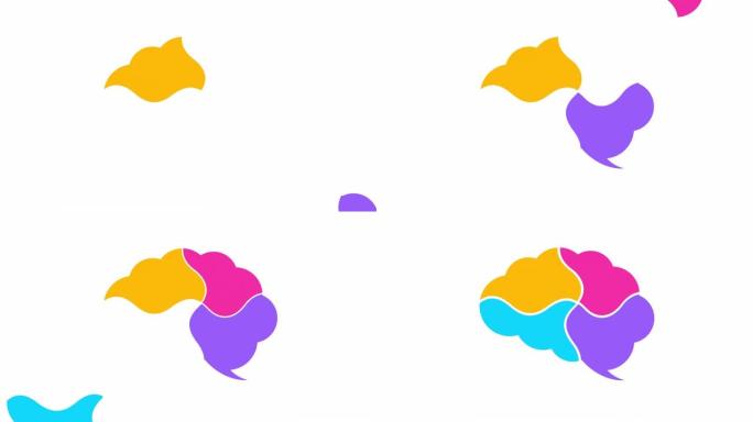 大脑分成四个部分。白色背景上的动画。