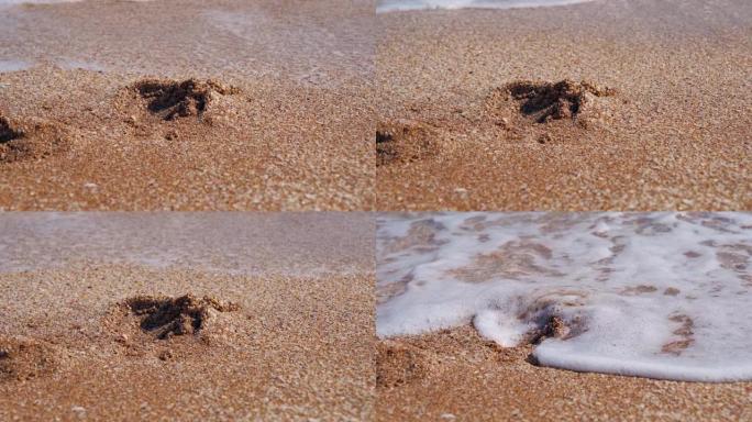 光波在沙子里洗脚印