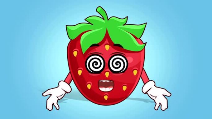 卡通草莓脸动画眼睛催眠与阿尔法哑光