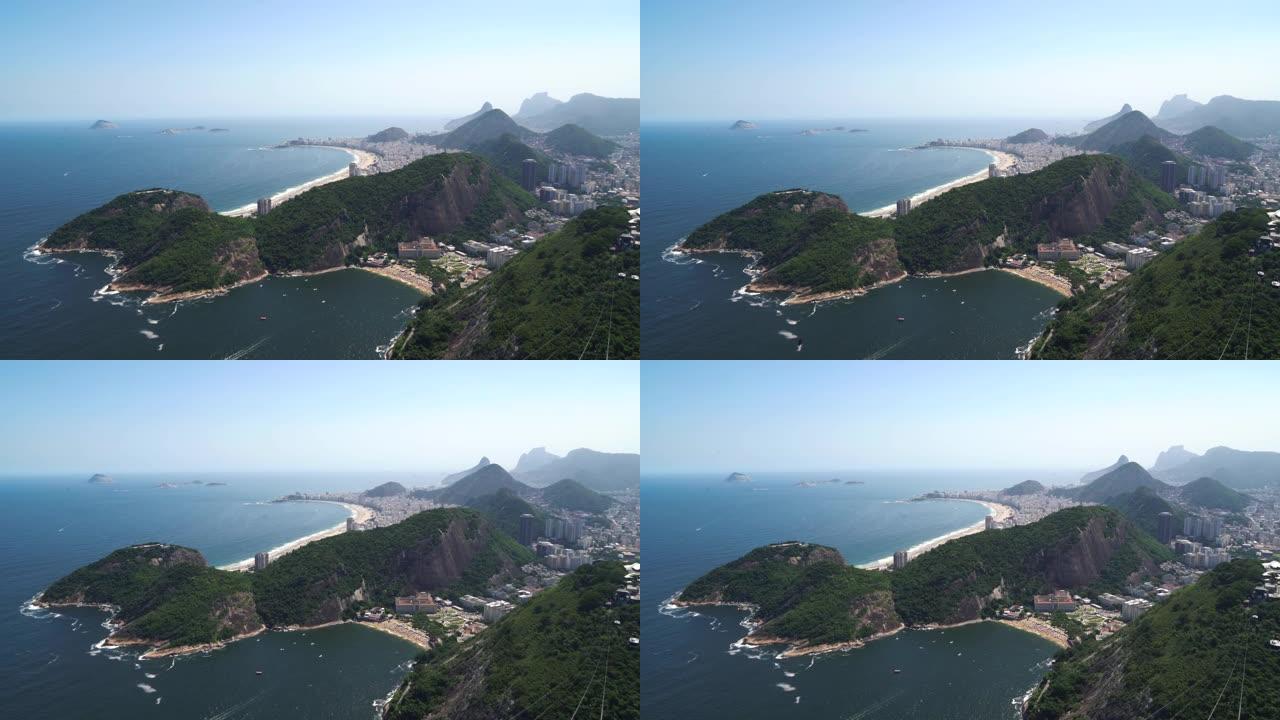 巴西里约热内卢科帕卡巴纳海滩全景鸟瞰图