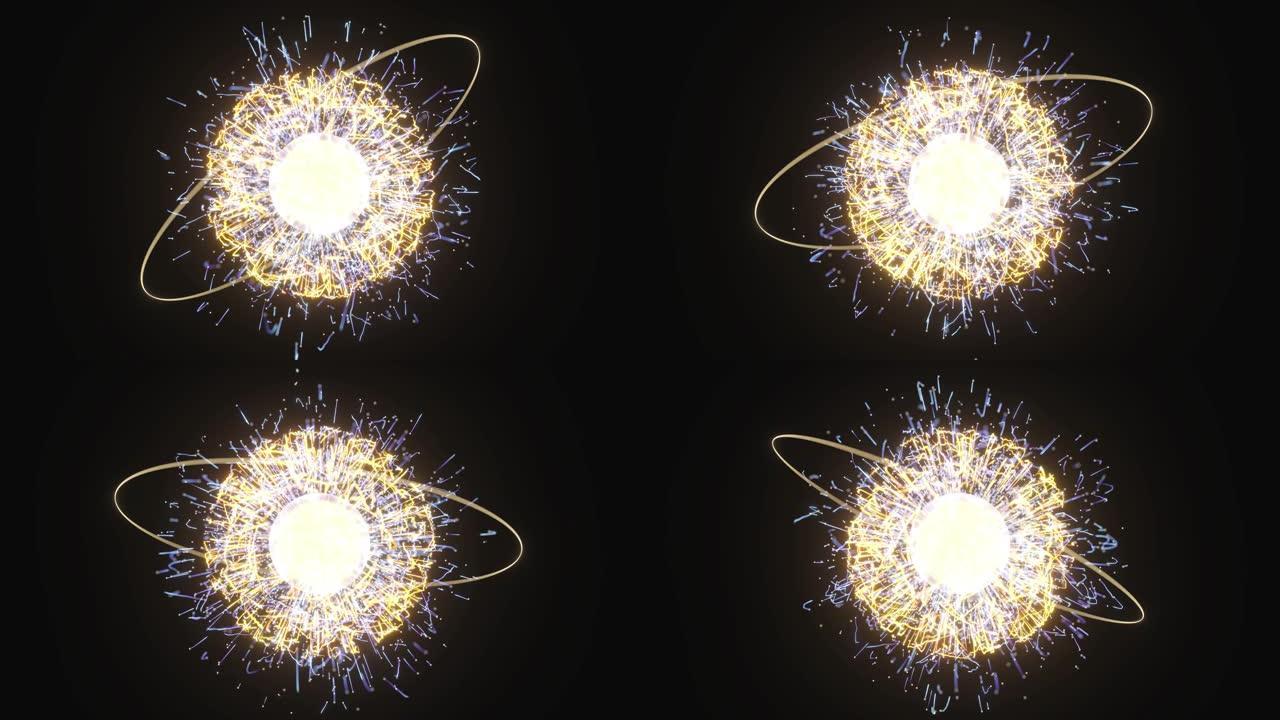 发光的粒子,移动的粒子,3d渲染。