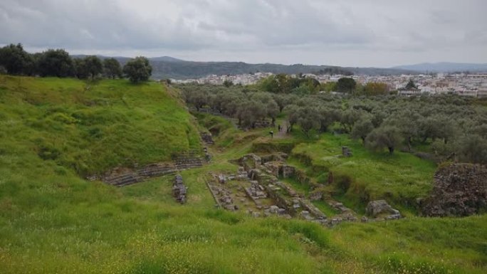 考古遗址古斯巴达(剧院废墟)，伯罗奔尼撒，古希腊，希腊伯罗奔尼撒