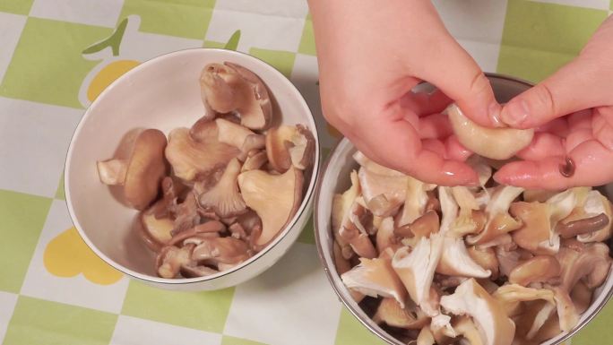 择蘑菇洗蘑菇秀珍菇焯水平菇焯水 (4)