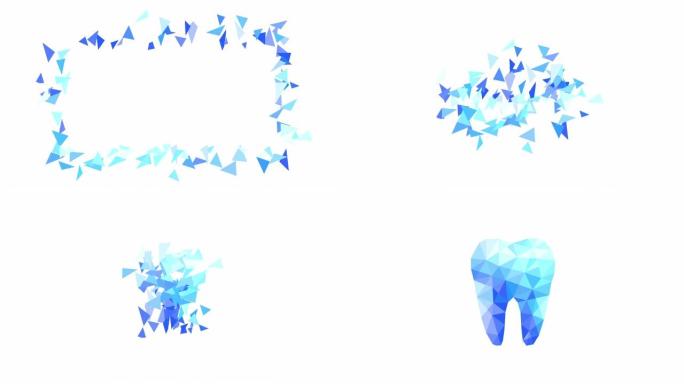 抽象人类牙齿动画设计。白色背景上的多边形样式。