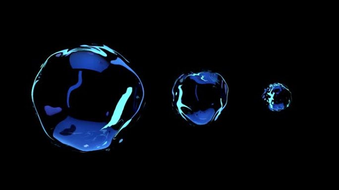 流体在空间中的抽象运动。水球的3d插图。
