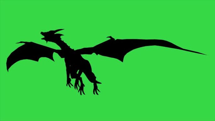 飞龙的3d动画剪影-在绿色屏幕上分离