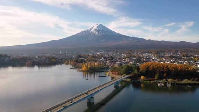 日本河口湖富士山4k航拍