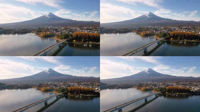 日本河口湖富士山4k航拍