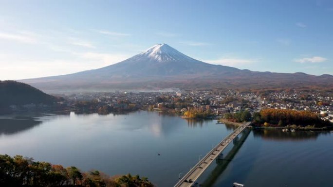 日本河口湖富士山4k航拍