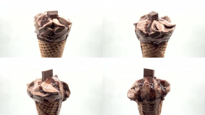 冰淇淋融化的特写镜头，延时