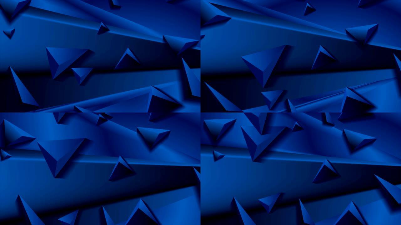 带有3d金字塔的深蓝色抽象企业视频动画