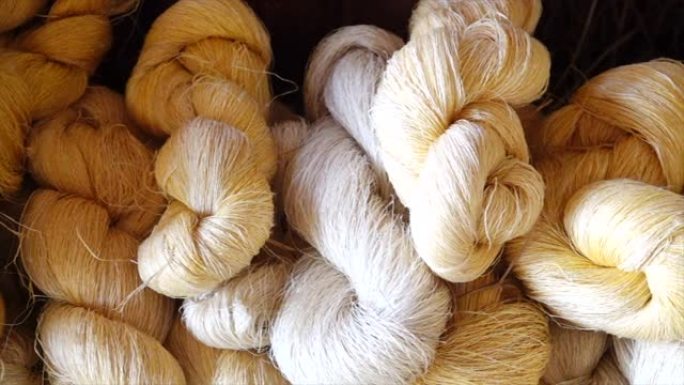织物厂丝暖原棉。视频素材纺织原料