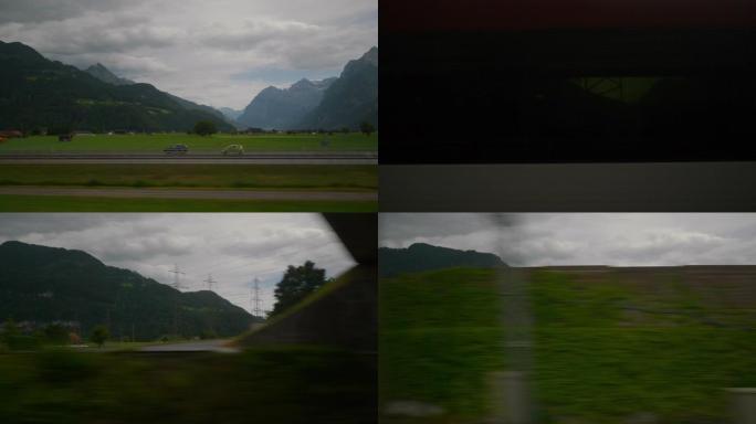 苏黎世至维也纳夏季火车旅行侧视点窗口全景4k瑞士