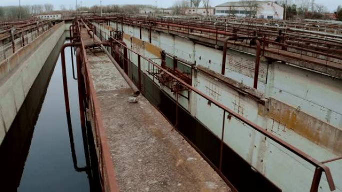 旧污水处理厂废旧厂区废弃企业视频素材
