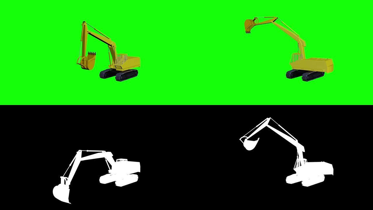 推土机伸缩挖掘机在防波堤库存视频动画，重，装载，2020，竹铲斗
