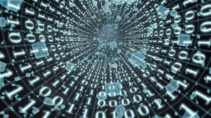 蓝色数据隧道数据传输概念循环4K