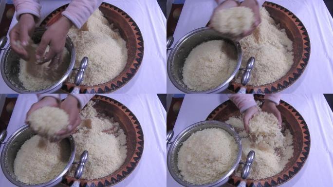 蒸粗麦粉蒸米饭
