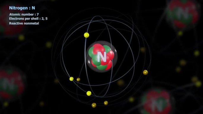 具有7个电子的氮原子在无限轨道旋转中与原子