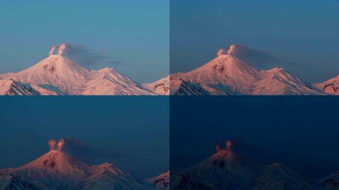 火山的延时日落