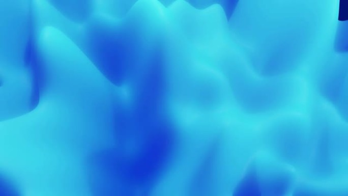 抽象的液态蓝色物质，内辉光表面像风景。4k无缝循环动画。美丽的颜色梯度作为抽象的液体波浪状背景。2