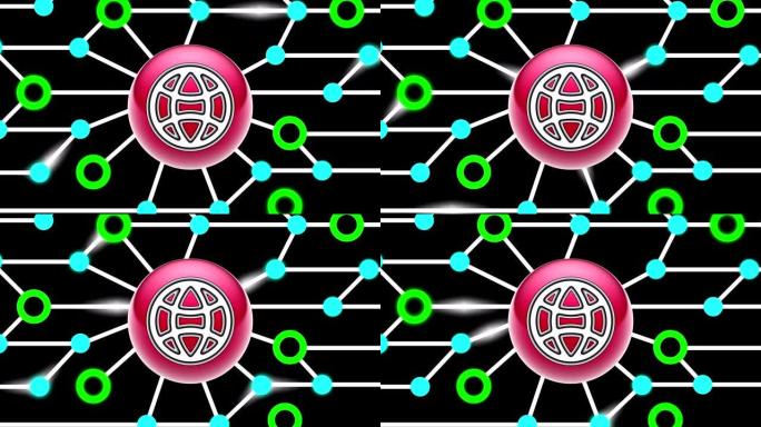 地球仪图标核心心脏中枢神经网络信息传递输