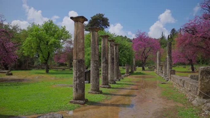 希腊伯罗奔尼撒半岛古奥林匹亚考古遗址，奥林匹亚体育场遗址和犹大树遗址