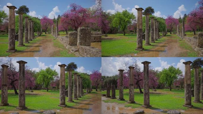 希腊伯罗奔尼撒半岛古奥林匹亚考古遗址，奥林匹亚体育场遗址和犹大树遗址