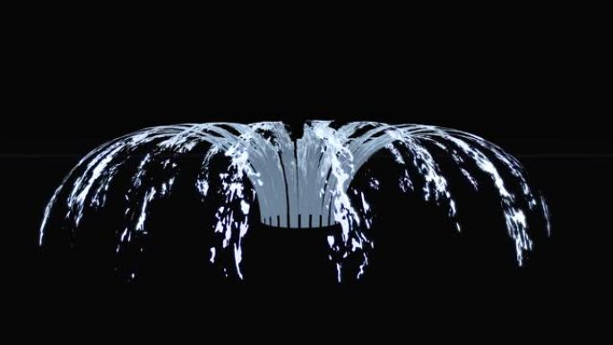 黑色阿尔法马特完美循环喷泉的3d渲染