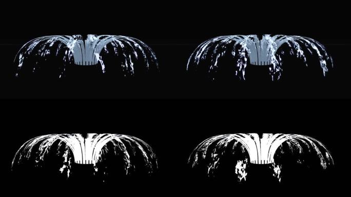 黑色阿尔法马特完美循环喷泉的3d渲染