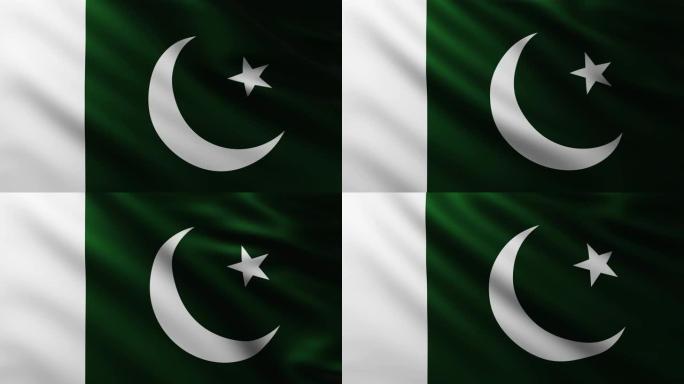 巴基斯坦大旗全屏背景在风中飘扬
