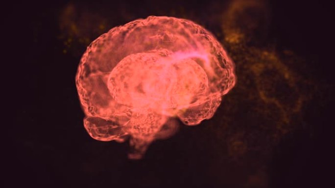 在思想和发明的压力下，大脑在火，发光和燃烧的4k动画。